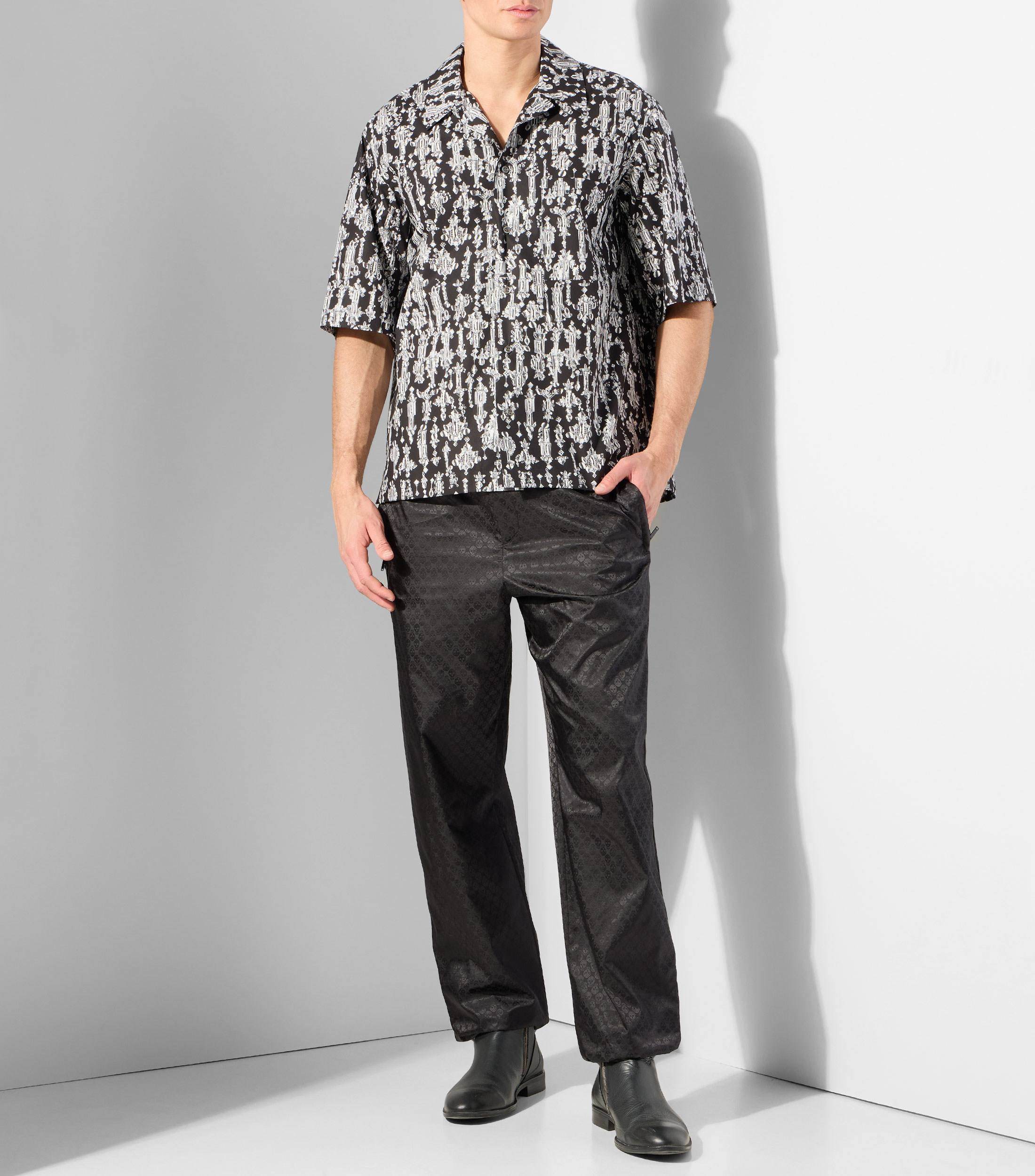 Camisa estampada con manga corta Hombre